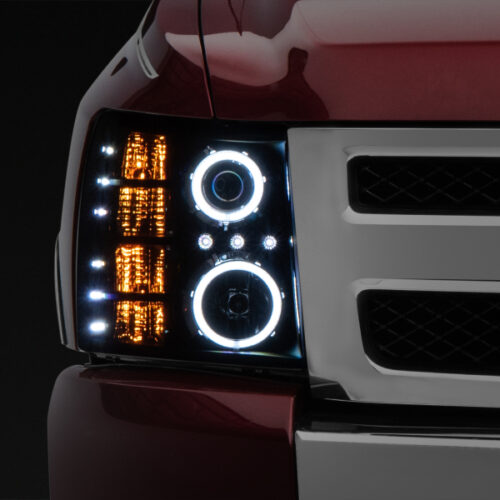 Raxiom for 2007-2013 Silverado 1500 Super White LED Halo Projector Headlights- Black Housing (Clear Lens) - Image 3