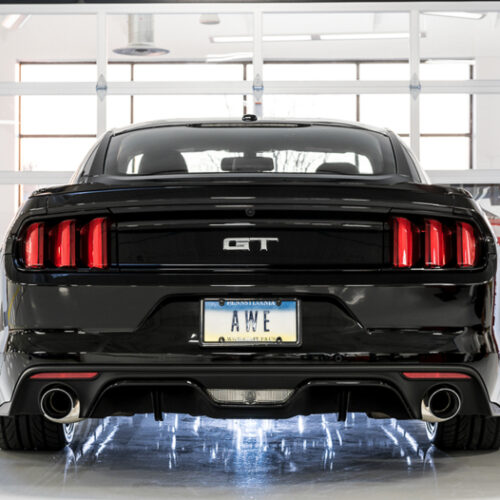 Alternative view of AWE Tuning Cat-Back Exhaust - Touring Edition (Chrome Silver Tips) for S550 Mustang GT