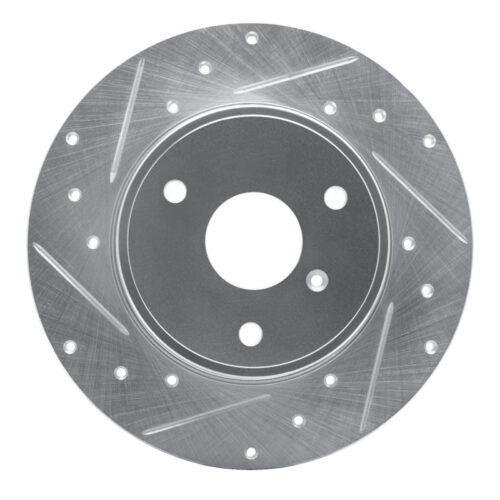 R1 Concepts for 05-16 Smart Fortwo Front Left Drilled & Slotted Silver Brake Rotor