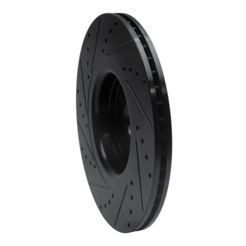 R1 Concepts for 14-18 Ford Focus ST Front Right Drilled & Slotted Black Brake Rotor - Image 4