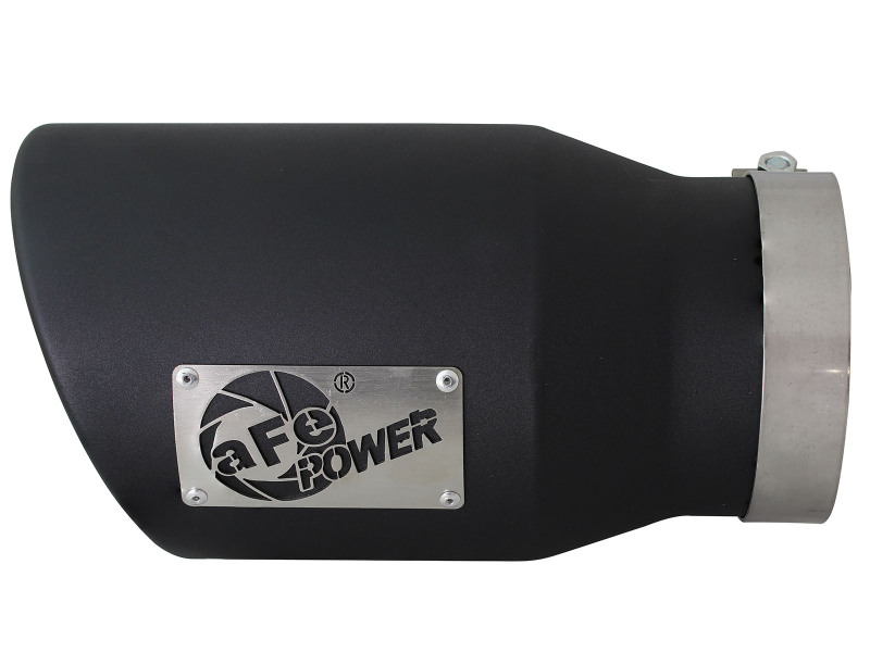 aFe Power MACHForce XP 5in 304 Stainless Steel Exhaust Tip 5 In x 7 Out x 12L in Bolt On Right - Black - Image 4