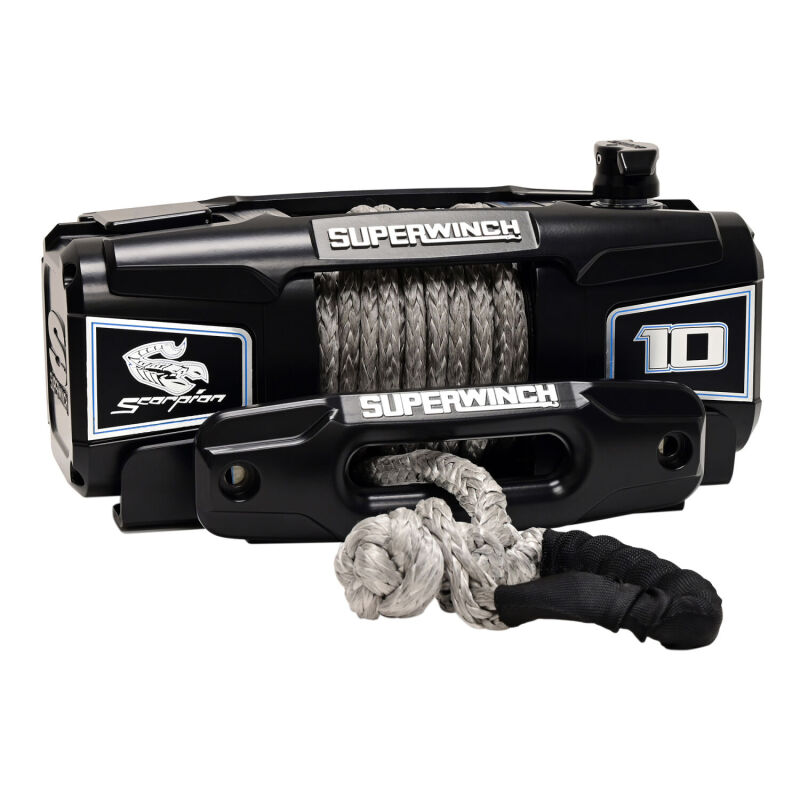 Superwinch 10000 LBS 12V DC 3/8in x 54ft Synthetic Rope Scorpion 10000SR Winch - Black Powdercoat - Image 4