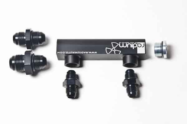 Radium Engineering Universal 4-Port Manifold - Black W/ Logo - Image 2