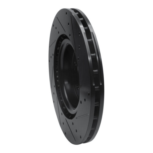 R1 18-22 Genesis G70 Front Left Drilled & Slotted Black Brake Rotor - Image 4