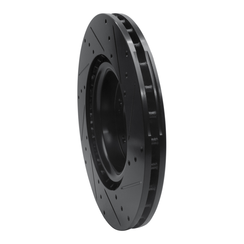 R1 18-22 Genesis G70 Front Left Drilled & Slotted Black Brake Rotor - Image 4