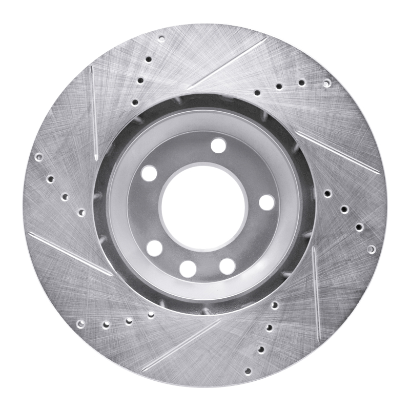 R1 Concepts for 03-15 Audi Q7 Left Front Drilled & Slotted Silver Brake Rotor - Image 5