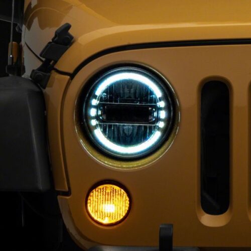 Raxiom for 1997-2018 Jeep Wrangler TJ & JK Axial 7-In LED Headlights w/ DRL- Chrome Housing (Clear Lens) - Image 7