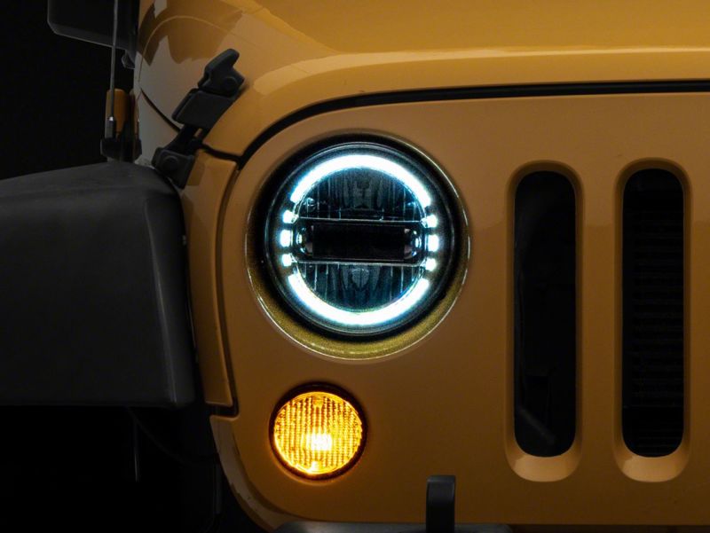Raxiom for 1997-2018 Jeep Wrangler TJ & JK Axial 7-In LED Headlights w/ DRL- Chrome Housing (Clear Lens) - Image 7