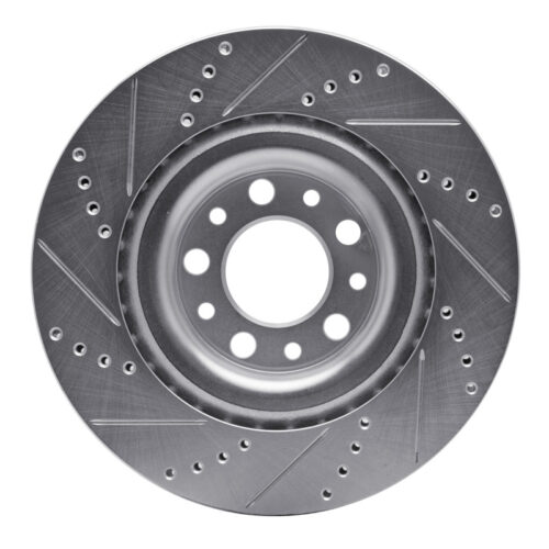 R1 Concepts for 2017-2025 Alfa Romeo Stelvio Rear Right Drilled & Slotted Silver Brake Rotor - Image 5