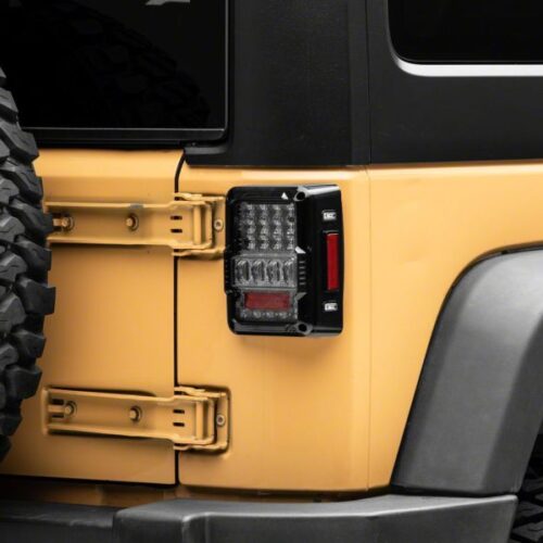 Raxiom for 2007-2018 Jeep Wrangler JK Axial Series Lux LED Tail Lights- Black Housing (Clear Lens) - Image 8
