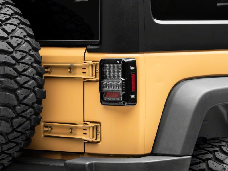 Raxiom for 2007-2018 Jeep Wrangler JK Axial Series Lux LED Tail Lights- Black Housing (Clear Lens) - Image 8