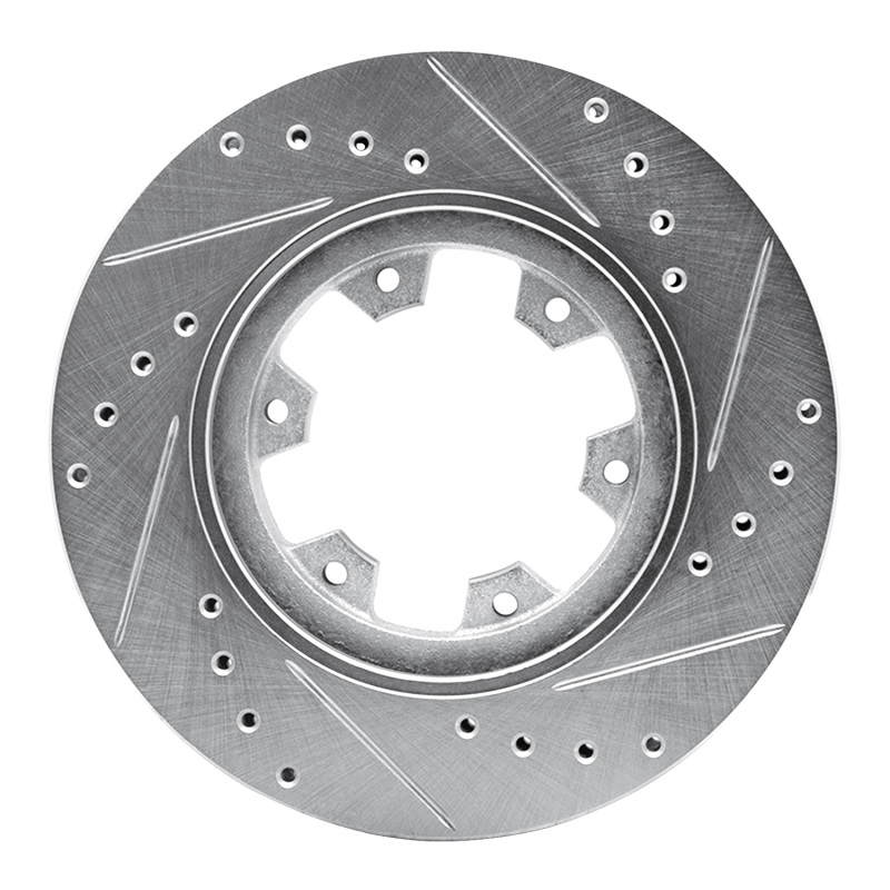 R1 Concepts for 85-02 Nissan Pickup Hardbody Front Left Drilled & Slotted Silver Brake Rotor - Image 5