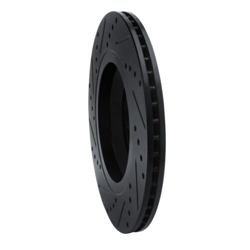R1 Concepts for 15-25 Volkswagen GTI Rear Right Drilled & Slotted Black Brake Rotor - Image 4
