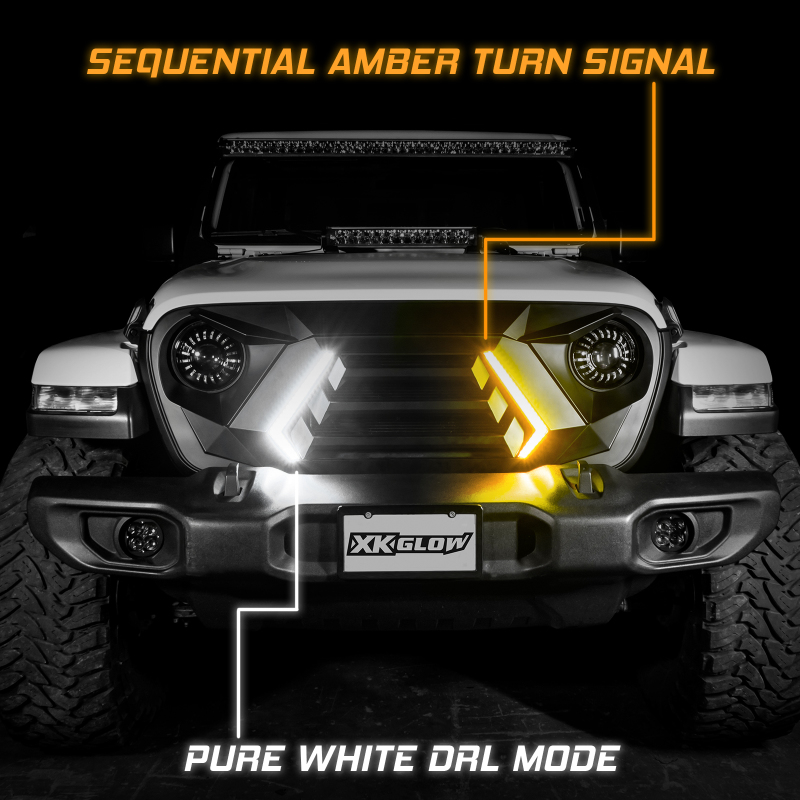 XK Glow JL Wrangler & Gladiator JT XKCHROME LED Grill Kit - Image 2