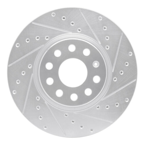 R1 Concepts for 05-25 Audi A3 Quattro Front Right Drilled & Slotted Silver Brake Rotor