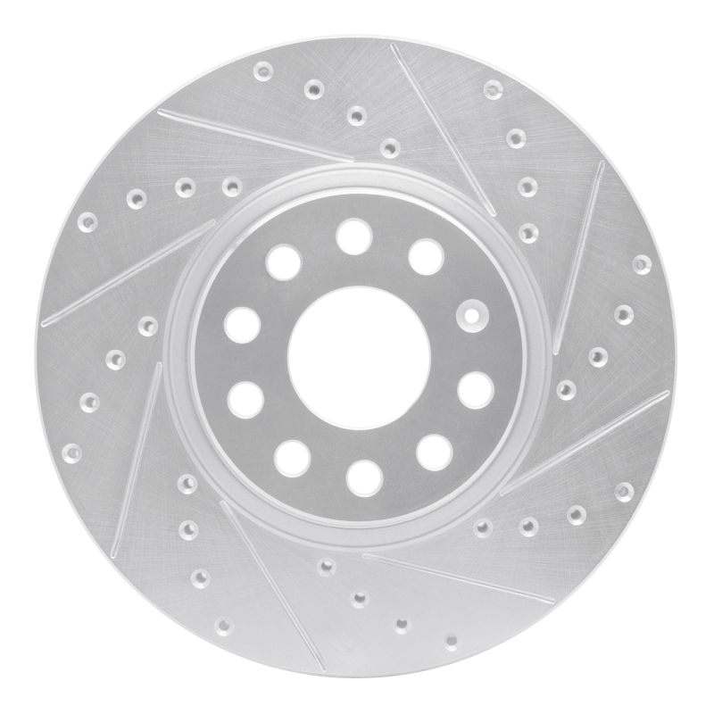 R1 Concepts for 05-25 Audi A3 Quattro Front Right Drilled & Slotted Silver Brake Rotor