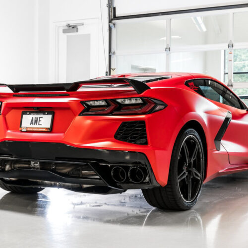 Alternative view of AWE Tuning Track Edition Exhaust - Quad Diamond Black Tips for 2020 Chevrolet Corvette (C8)