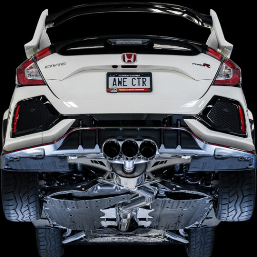 AWE Tuning Touring Edition Exhaust w/Front & Mid Pipe - Diamond Blk Tips for 2017+ Honda Civic Type R - Image 5