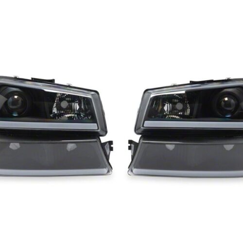 Raxiom for 2003-2006 Chevrolet Silverado 1500 LED LightBar OE Proj Headlights/Bumper Lights- Black - Clear