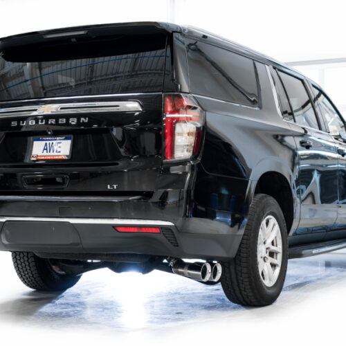 AWE Tuning 2021+ GMC Tahoe/Yukon 5.3L 0FG Side Exit Catback Exhaust - Chrome Silver Tips - Image 5
