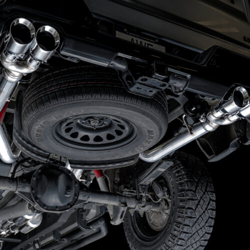 AWE Tuning 4th Gen GM 1500 6.2L 0FG Cat-Back Split Rear Exit (w/ Bumper Cutouts) - Quad Chrome Tips - Image 3