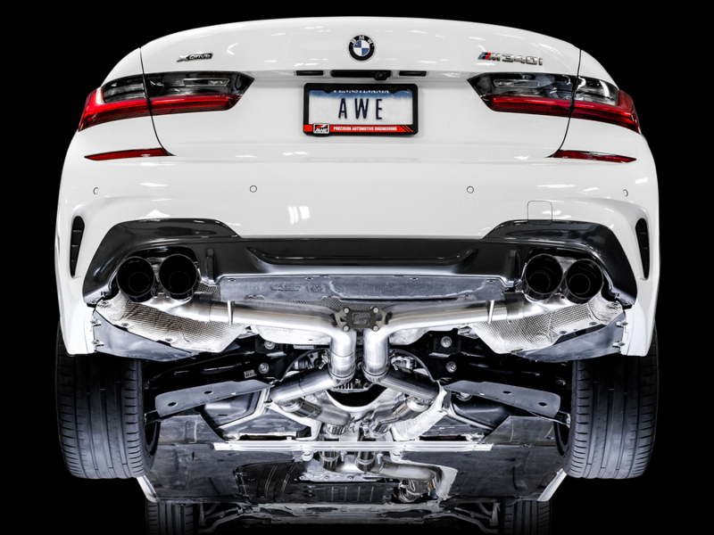 AWE Tuning Track Edition Exhaust - Quad Diamond Black Tips for 2019+ BMW M340i (G20) - Image 2