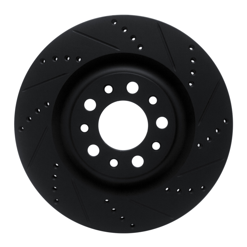 R1 Concepts for 2017-2025 Alfa Romeo Stelvio Rear Right Drilled & Slotted Black Brake Rotor