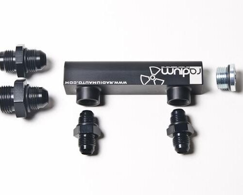 Radium Engineering Universal 4-Port Manifold - Black W/ Logo - Image 3