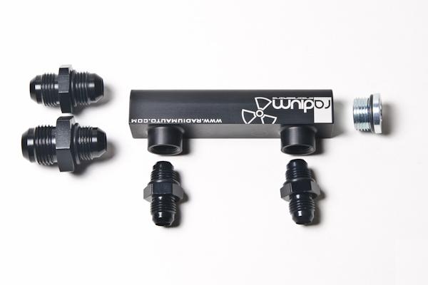 Radium Engineering Universal 4-Port Manifold - Black W/ Logo - Image 3