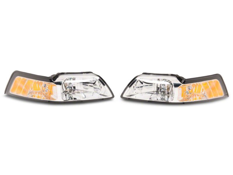 Raxiom for 1999-2004 Ford Mustang Axial Series OEM Style Replacement Headlights- Chrome Housing (Clear Lens) - Image 2