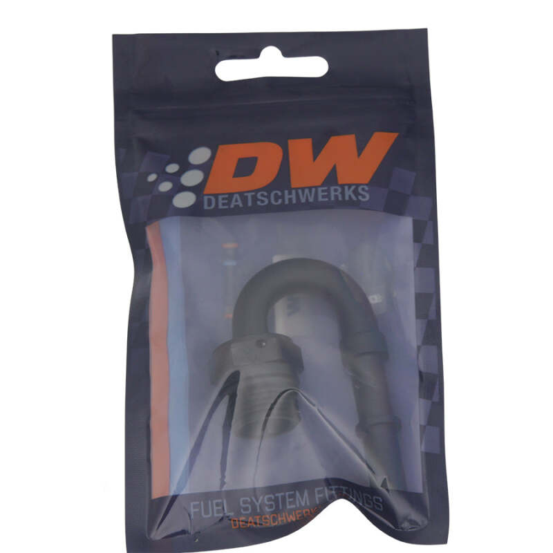 DeatschWerks 8AN ORB Male to 3/8in Male EFI Quick Connect Adapter 180-Degree - Anodized Matte Black - Image 2