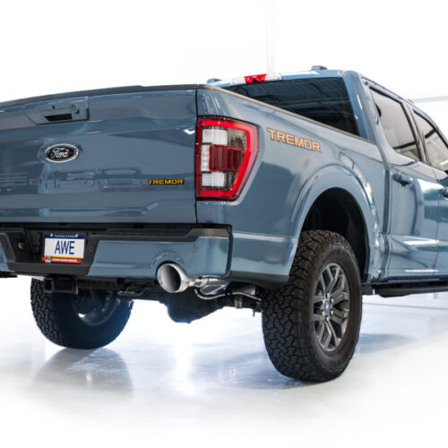 AWE Tuning Cat-Back w/ Chrome Silver Tips for 2021+ Ford F150 Tremor w/ Bumper Cutouts 0FG Non-Resonated - Image 6