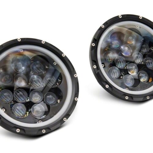 Alternative view of Raxiom for 2007-2018 Jeep Wrangler JK Axial Spider LED Headlights w/Angel Eye Halo- Blk Housing (Clear Lens)