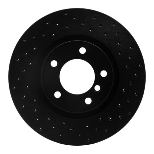 Alternative view of R1 Concepts for 95-99 BMW M3 E36 Left Front Drilled Black Brake Rotor