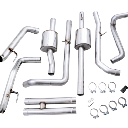 AWE Tuning Tips) for 22-23 GMC Sierra 1500 AT4X 6.2L 0FG Catback Split Dual (Flat Bumper) - Bashguard(No - Image 8