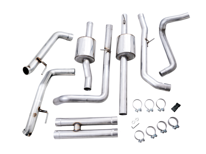 AWE Tuning Tips) for 22-23 GMC Sierra 1500 AT4X 6.2L 0FG Catback Split Dual (Flat Bumper) - Bashguard(No - Image 8