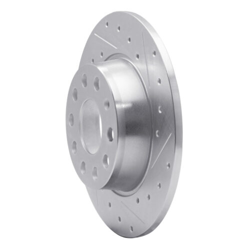Alternative view of R1 Concepts for 05-25 Audi A3 Rear Right Drilled & Slotted Silver Brake Rotor