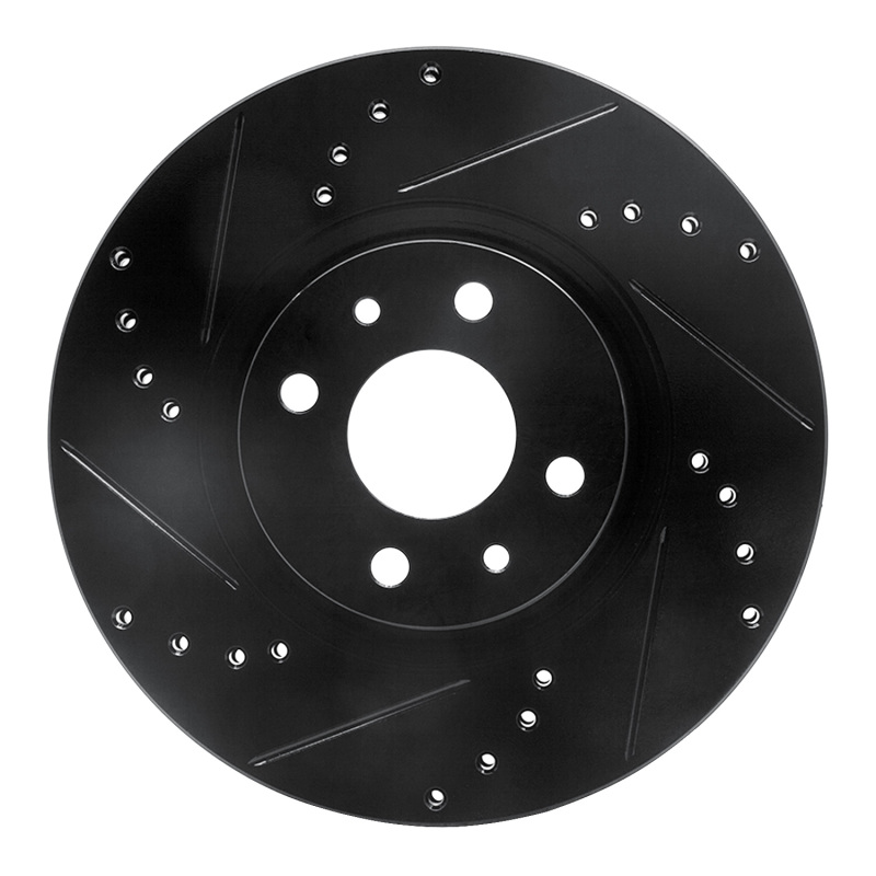 R1 Concepts for 2012-2019 Fiat 500E Front Left Drilled & Slotted Black Brake Rotor