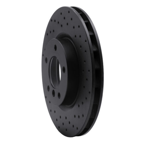 R1 Concepts for 95-99 BMW M3 E36 Left Front Drilled Black Brake Rotor - Image 3