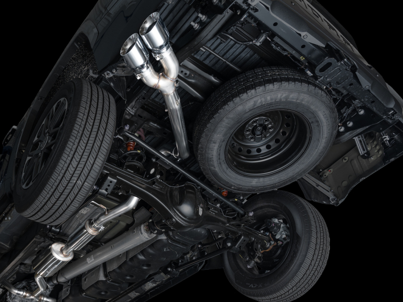 AWE Tuning 0FG Exhaust for 3rd Gen Toyota Tundra - Dual Chrome Silver Tips - Image 3