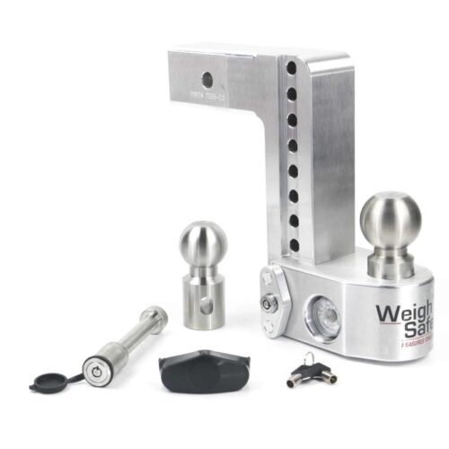 Weigh Safe 8in Drop Hitch w/Built-in Scale & 2.5in Shank (10K/18.5K GTWR) w/WS05 - Aluminum
