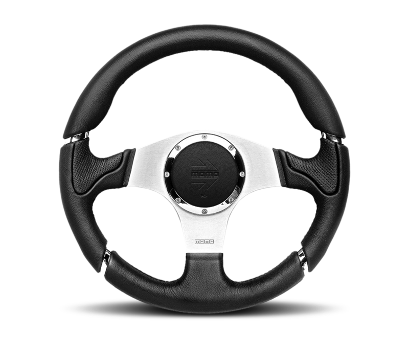 Momo MCL35BK1B Montecarlo Steering Wheel 350 mm - Black Leather/Black Stitch/Black Spokes - Image 2