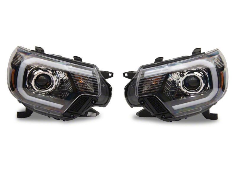 Raxiom for 2012-2015 Toyota Tacoma Axial Projector Headlights w/ SEQL LED Bar- Black Housing (Clear Lens) - Image 2