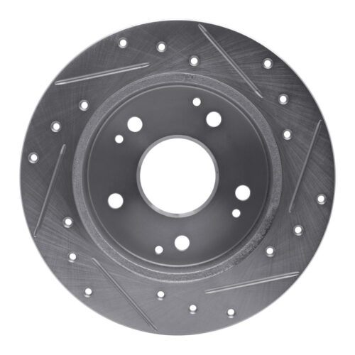 R1 Concepts for 97-01 Acura Integra Rear Left Drilled & Slotted Silver Brake Rotor - Image 5
