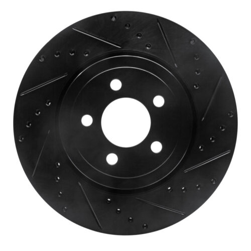 R1 Concepts for 09-23 Dodge Challenger Front Right Drilled & Slotted Black Brake Rotor