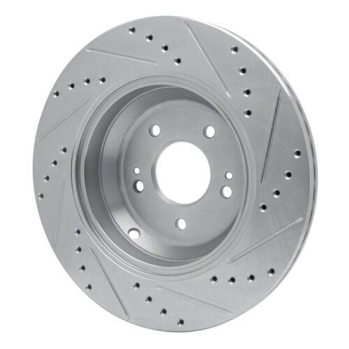 R1 Concepts for 18-23 Genesis G80 Rear Left Drilled & Slotted Silver Brake Rotor - Image 4