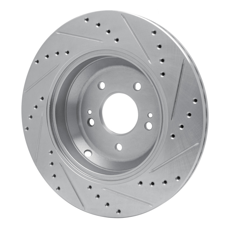 R1 Concepts for 18-23 Genesis G80 Rear Left Drilled & Slotted Silver Brake Rotor - Image 4