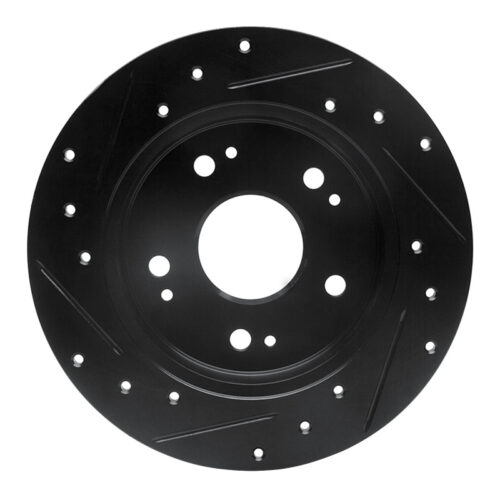 R1 Concepts for 97-15 Acura CSX Rear Right Drilled & Slotted Black Brake Rotor - Image 5