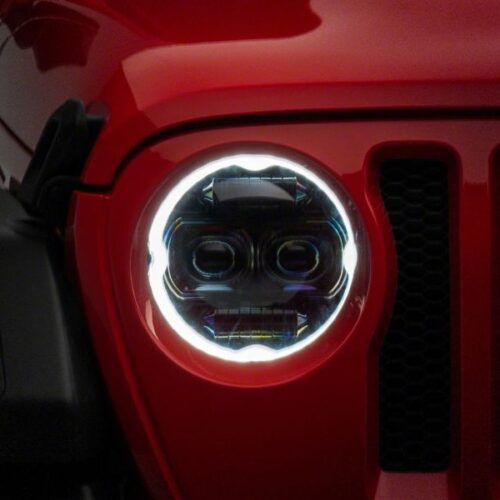 Raxiom for 2018-2023 Jeep Wrangler JL Axial Series 9-In Angel Eye LED Headlights- Black Housing (Clear Lens) - Image 8