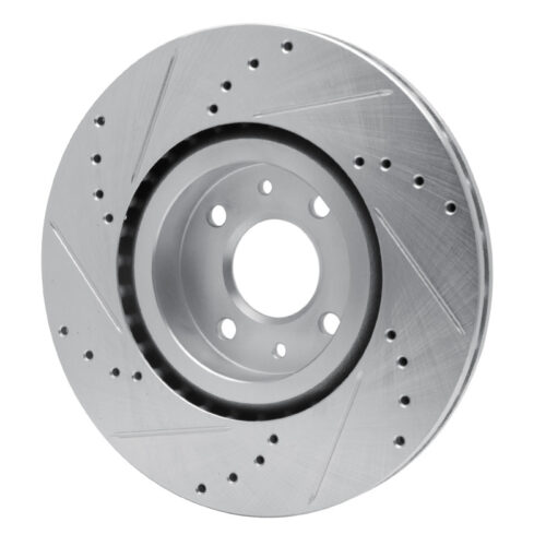 R1 Concepts for 2012-2019 Fiat 500 (USA/Canada) Front Right Drilled & Slotted Silver Brake Rotor - Image 4